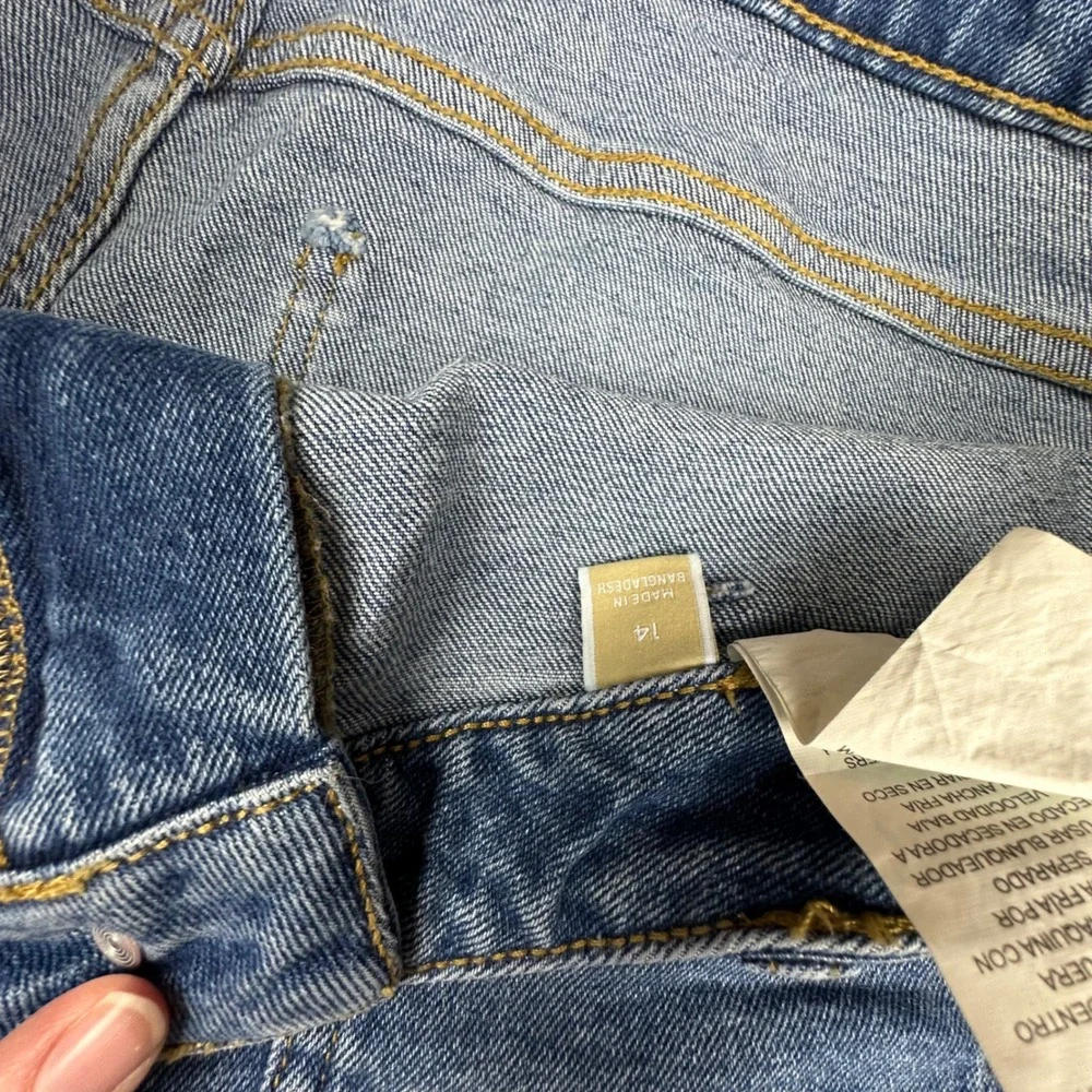 Michael Kors Womens Blue High Rise Wide Leg Denim Jeans Size‎ 14 Patch Pocket